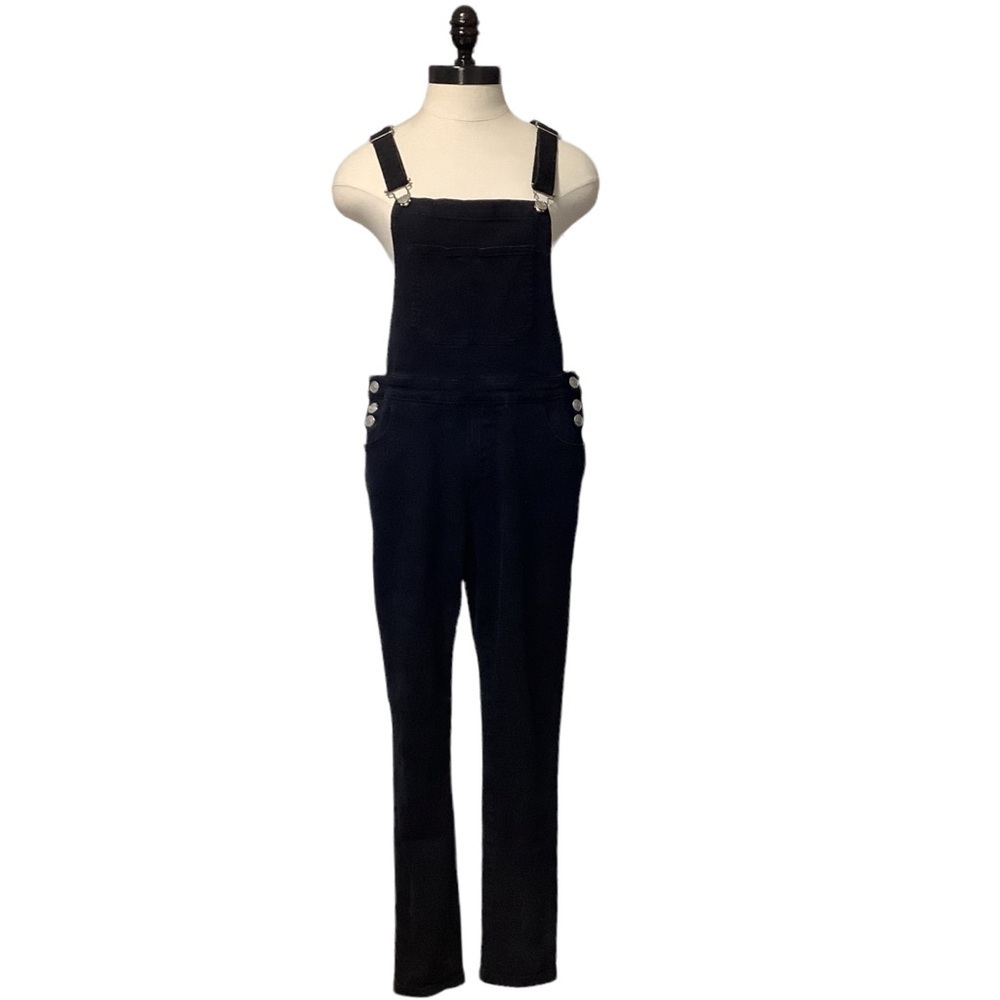 FANTASTIC FAWN Black Denim Overalls Adjustable Straps - Size L
